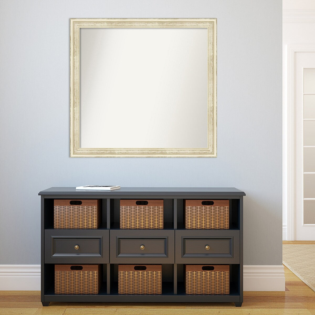 Wall Mirror Choose Your Custom Size - Large, Country Whitewash Wood