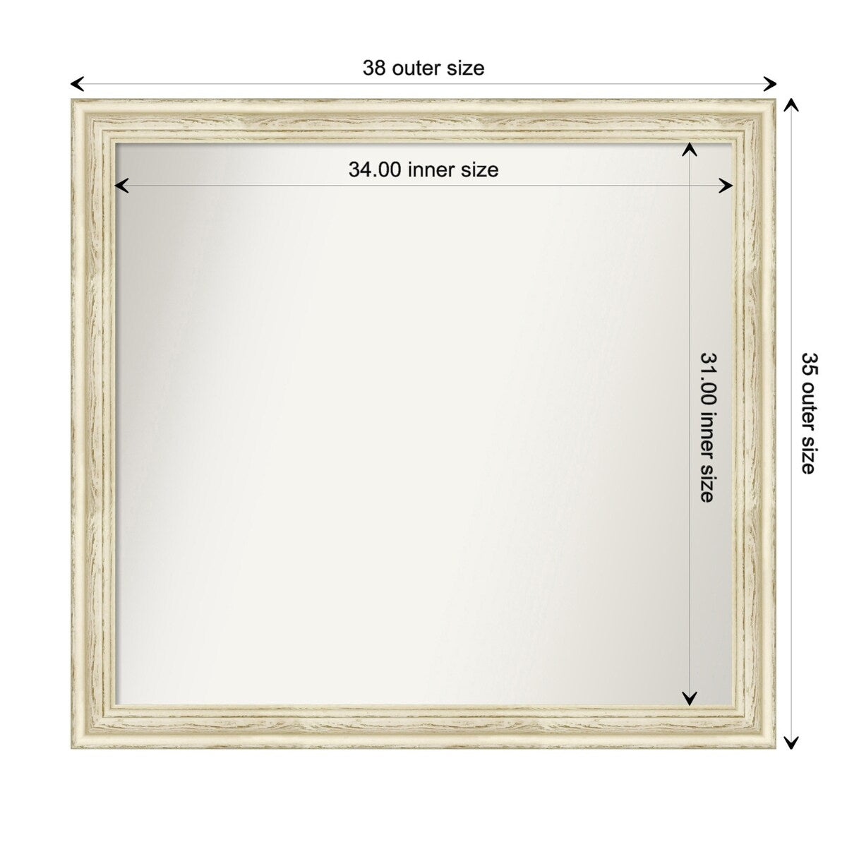 Wall Mirror Choose Your Custom Size - Large, Country Whitewash Wood