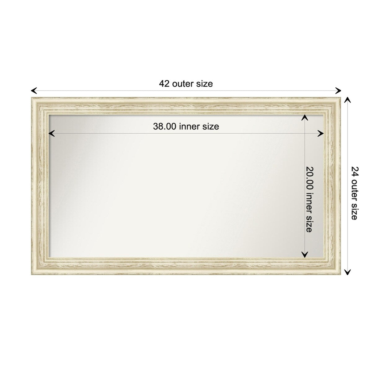 Wall Mirror Choose Your Custom Size - Large, Country Whitewash Wood