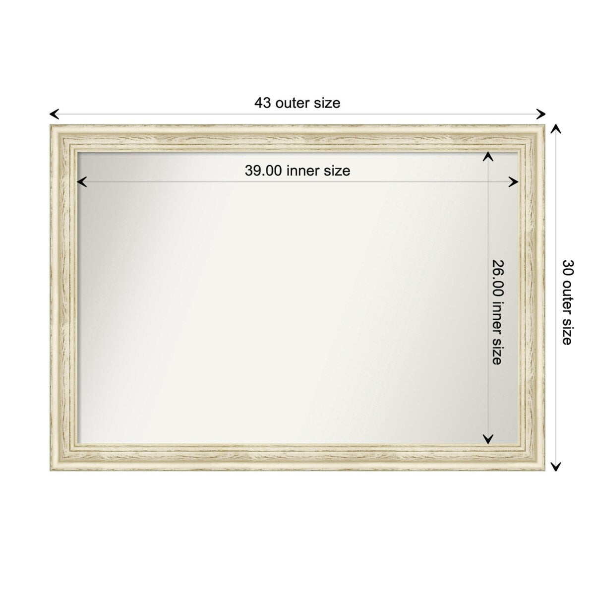 Wall Mirror Choose Your Custom Size - Large, Country Whitewash Wood