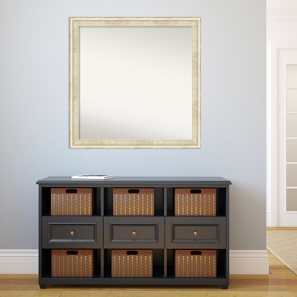 Wall Mirror Choose Your Custom Size - Large, Country Whitewash Wood