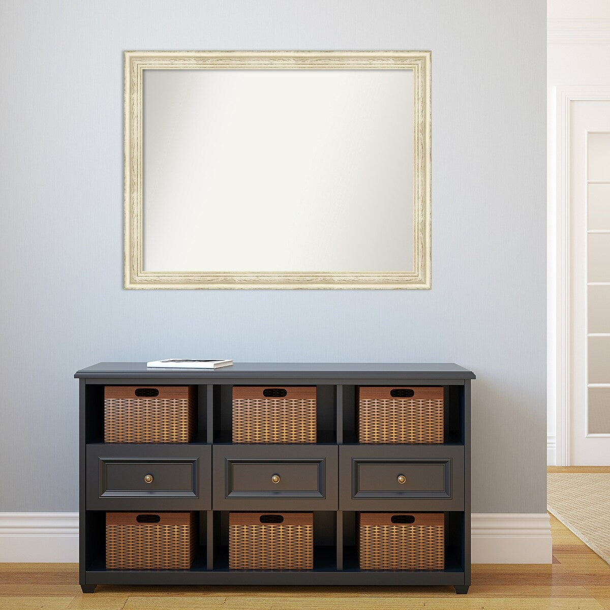 Wall Mirror Choose Your Custom Size - Large, Country Whitewash Wood