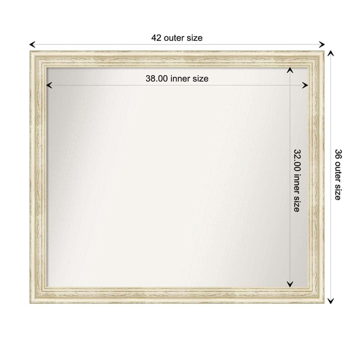 Wall Mirror Choose Your Custom Size - Large, Country Whitewash Wood