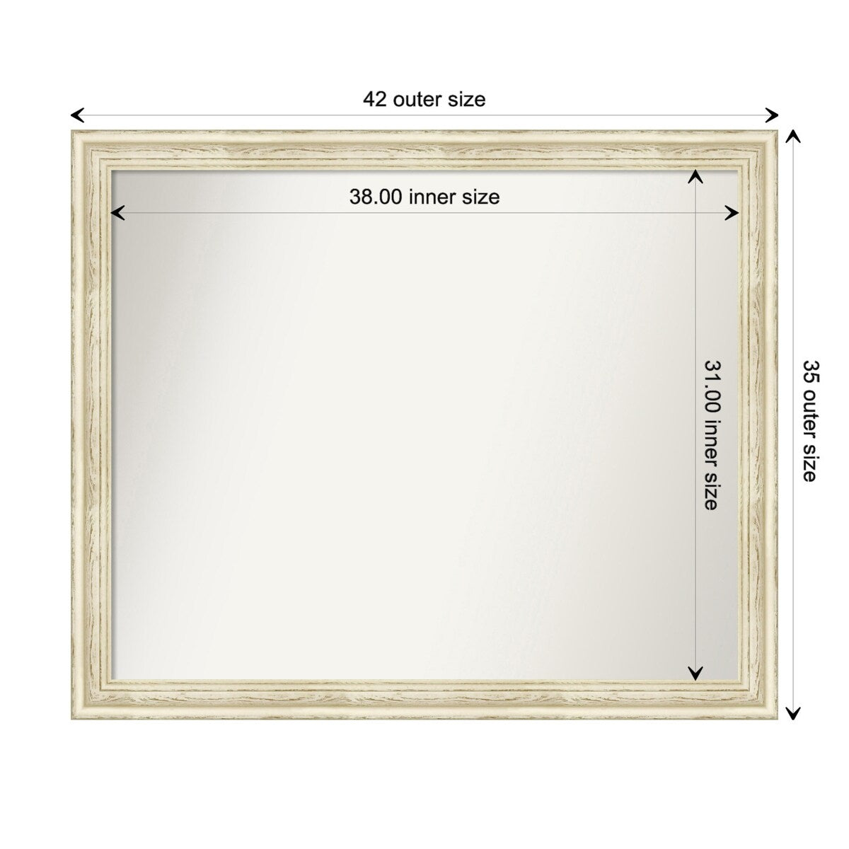 Wall Mirror Choose Your Custom Size - Large, Country Whitewash Wood