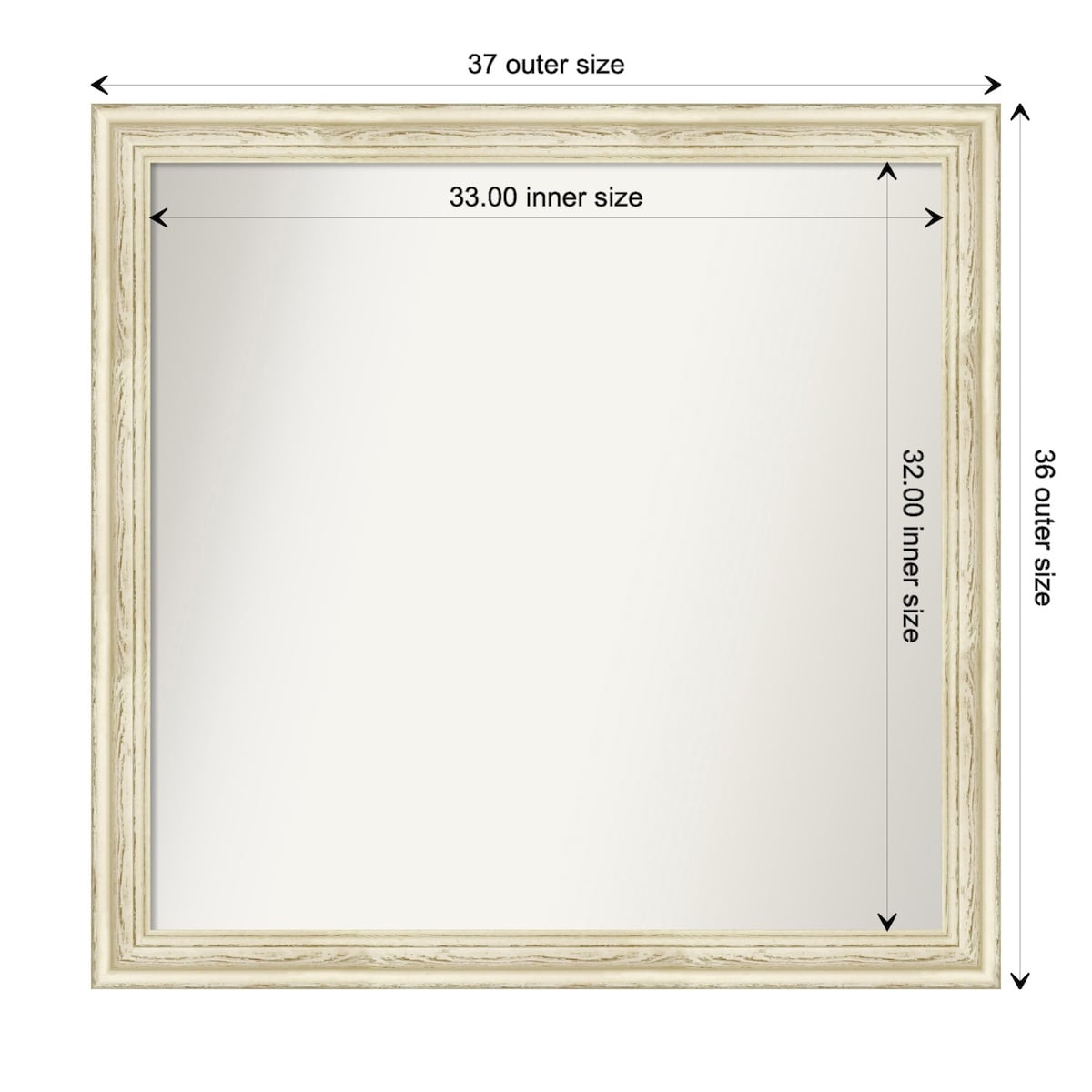 Wall Mirror Choose Your Custom Size - Large, Country Whitewash Wood