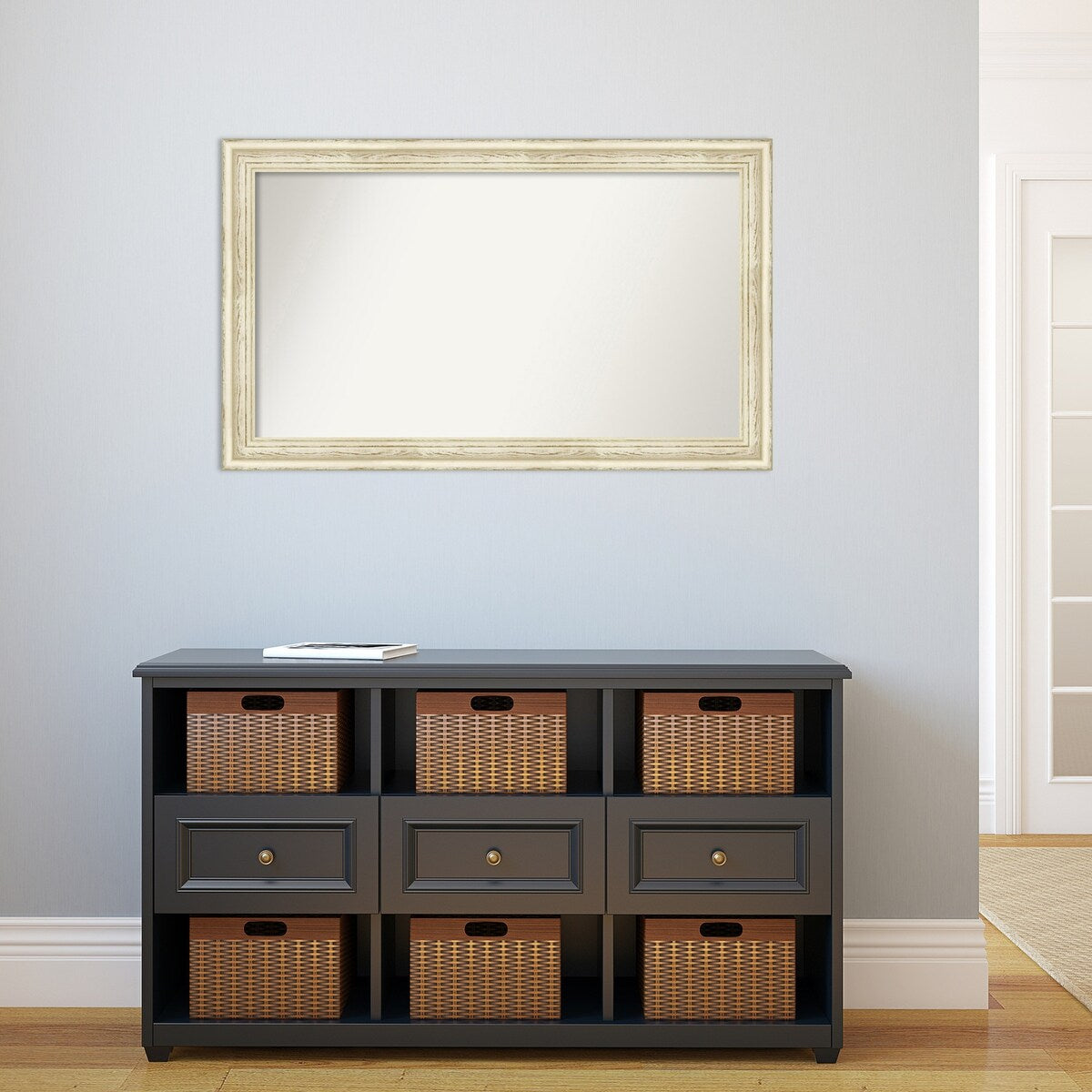 Wall Mirror Choose Your Custom Size - Large, Country Whitewash Wood