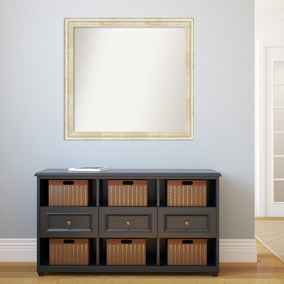 Wall Mirror Choose Your Custom Size - Large, Country Whitewash Wood