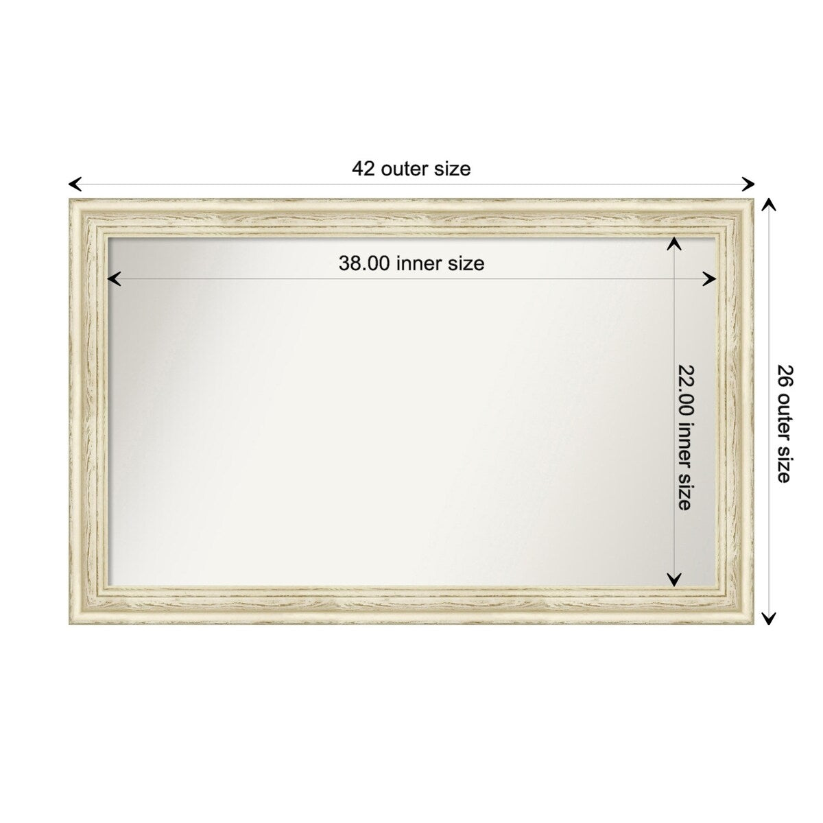 Wall Mirror Choose Your Custom Size - Large, Country Whitewash Wood