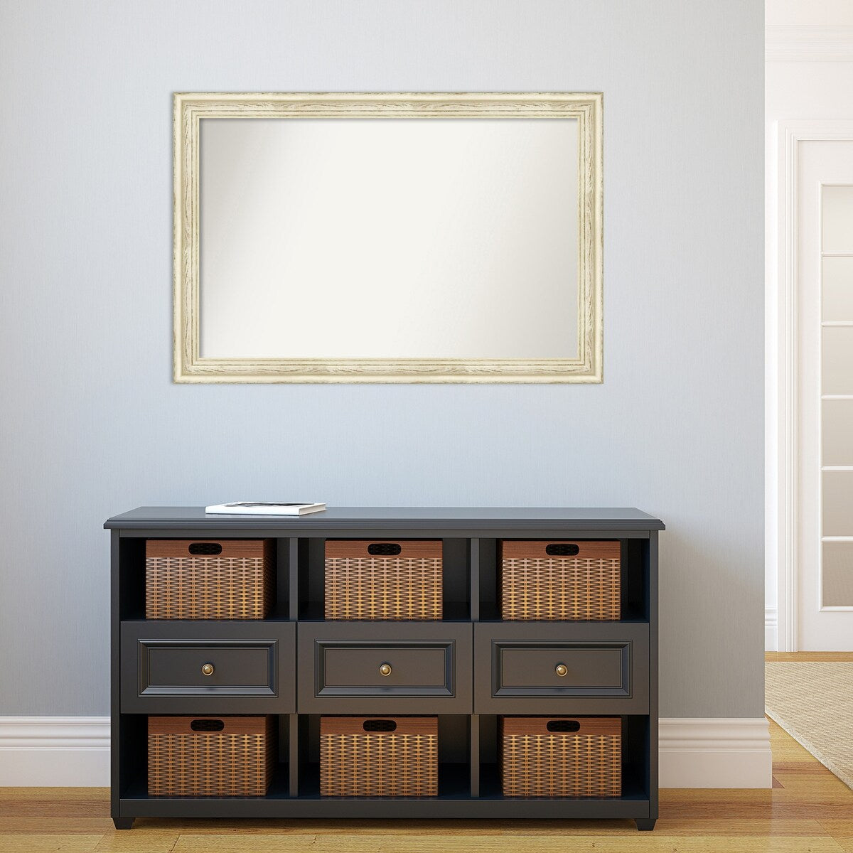 Wall Mirror Choose Your Custom Size - Large, Country Whitewash Wood