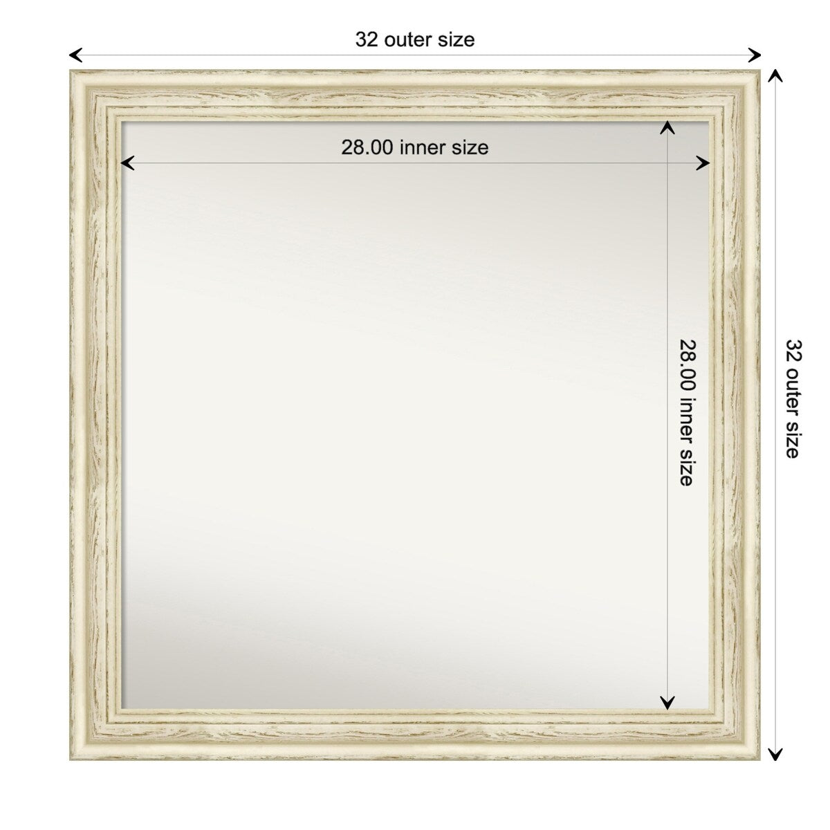 Wall Mirror Choose Your Custom Size - Large, Country Whitewash Wood
