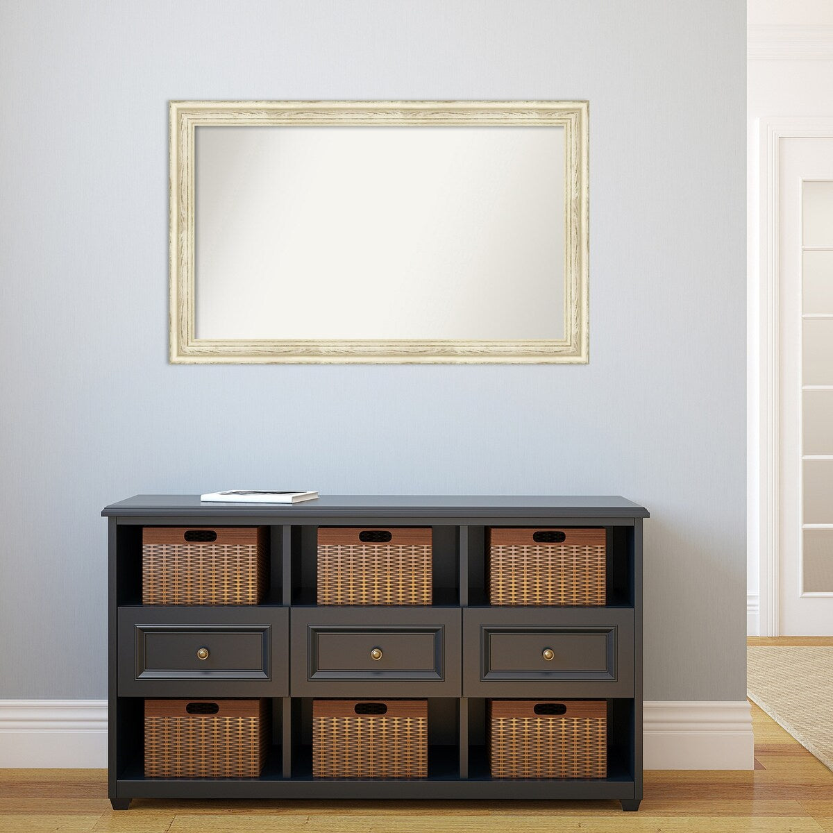 Wall Mirror Choose Your Custom Size - Large, Country Whitewash Wood