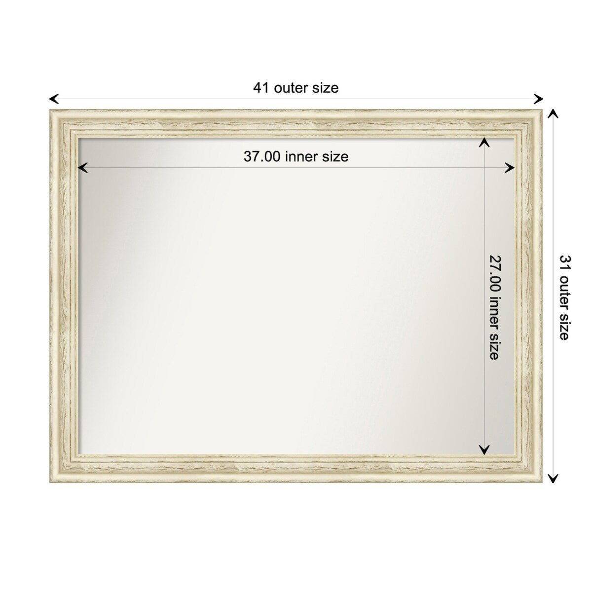 Wall Mirror Choose Your Custom Size - Large, Country Whitewash Wood