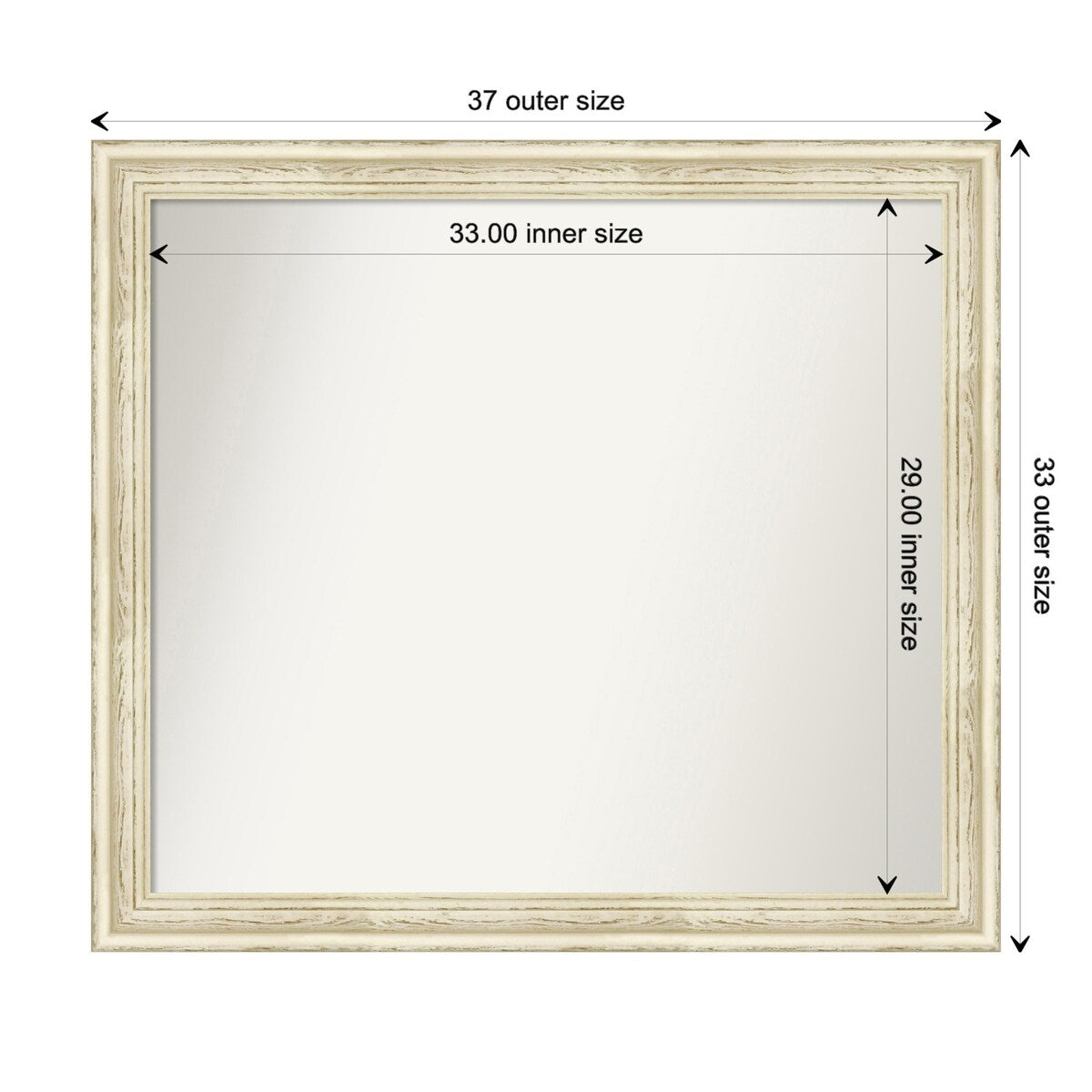 Wall Mirror Choose Your Custom Size - Large, Country Whitewash Wood