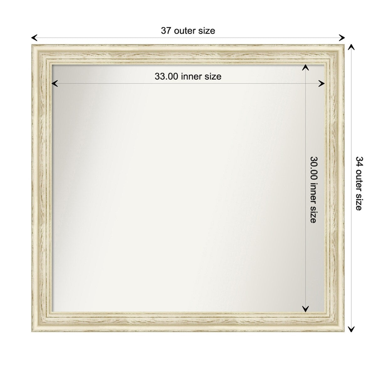 Wall Mirror Choose Your Custom Size - Large, Country Whitewash Wood