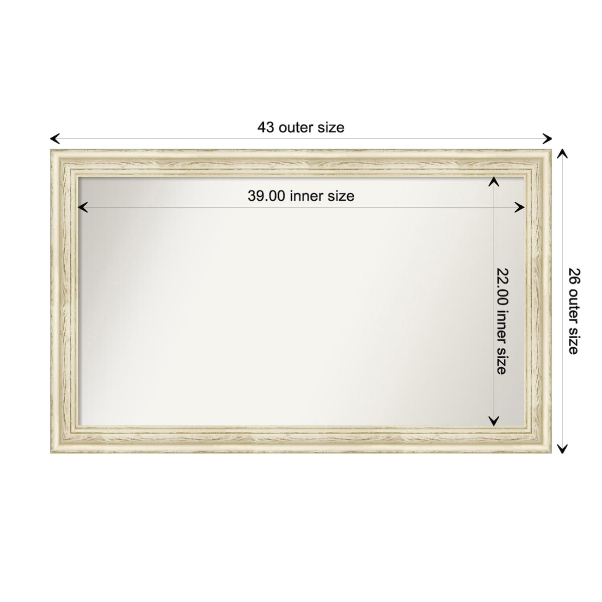 Wall Mirror Choose Your Custom Size - Large, Country Whitewash Wood