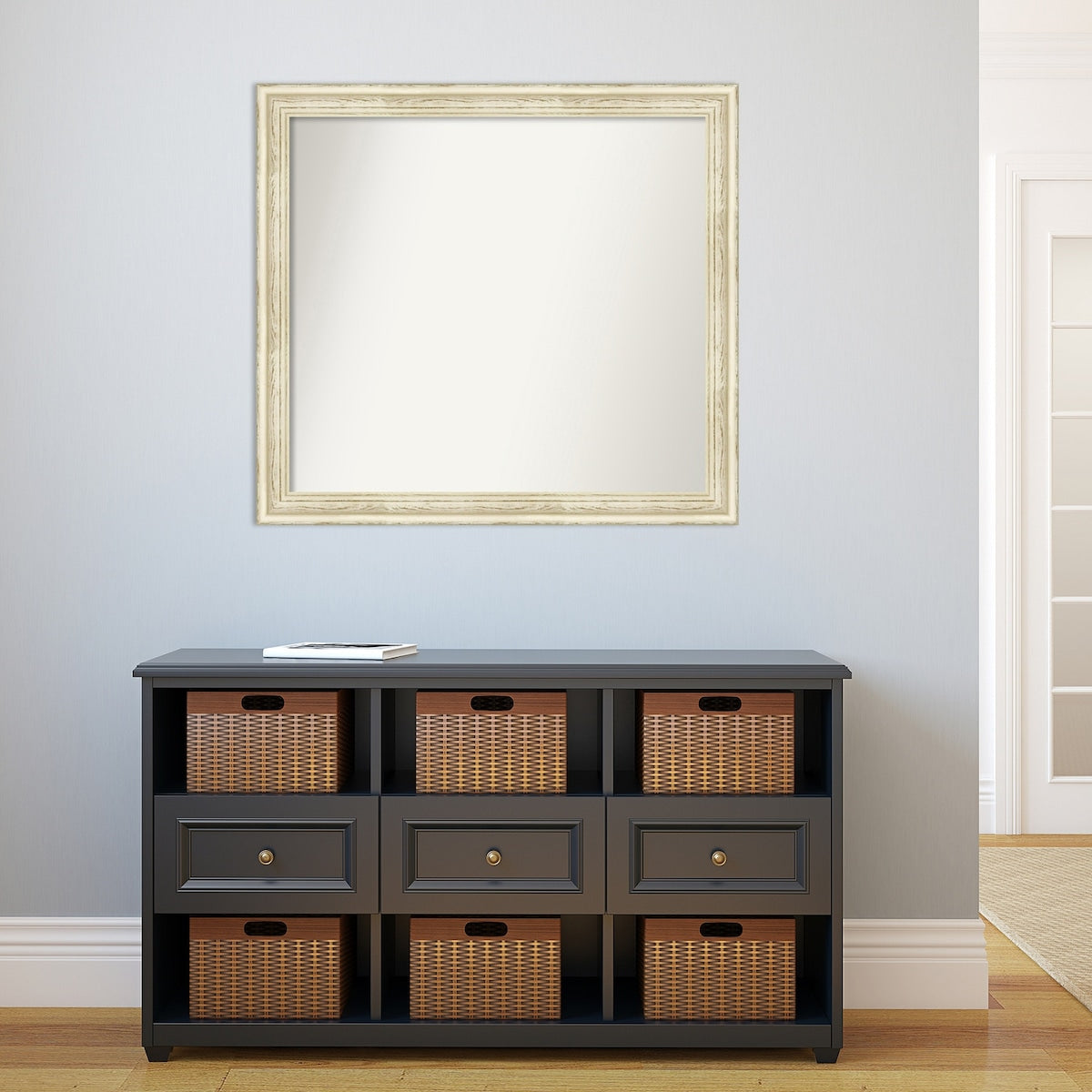 Wall Mirror Choose Your Custom Size - Large, Country Whitewash Wood