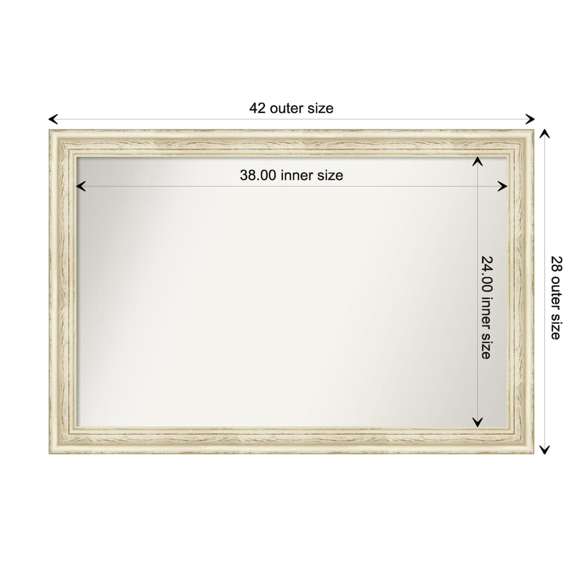 Wall Mirror Choose Your Custom Size - Large, Country Whitewash Wood