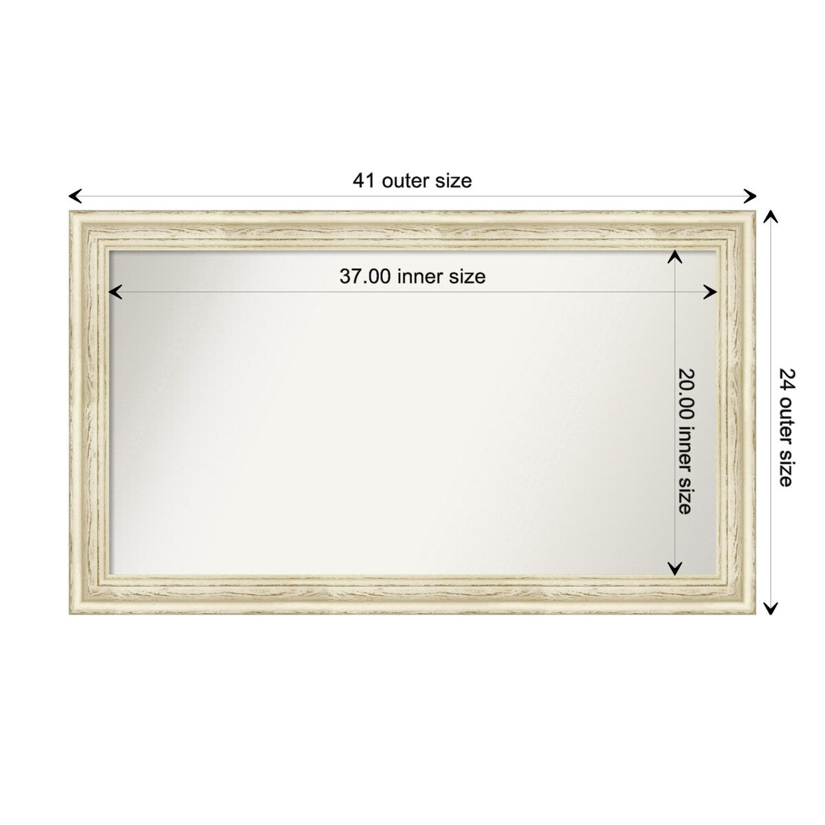 Wall Mirror Choose Your Custom Size - Large, Country Whitewash Wood