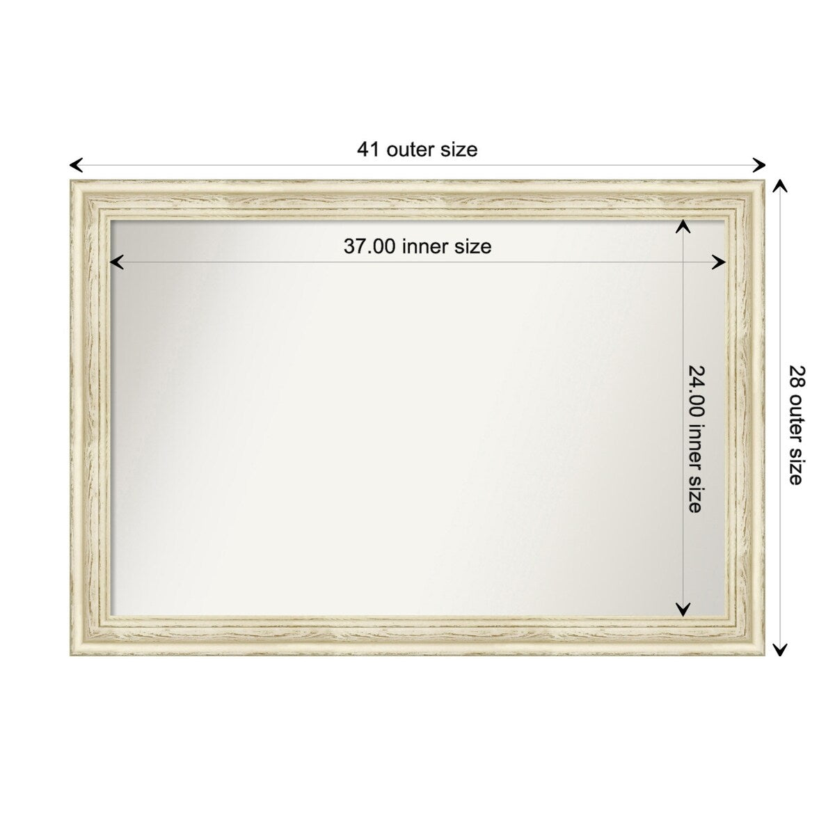 Wall Mirror Choose Your Custom Size - Large, Country Whitewash Wood