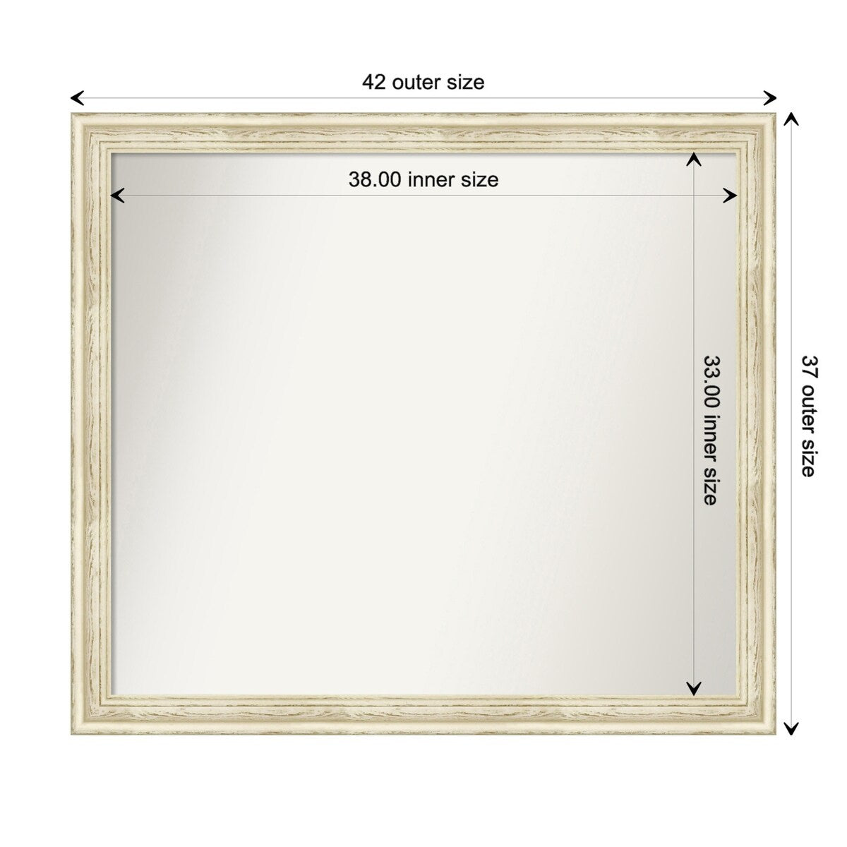 Wall Mirror Choose Your Custom Size - Large, Country Whitewash Wood