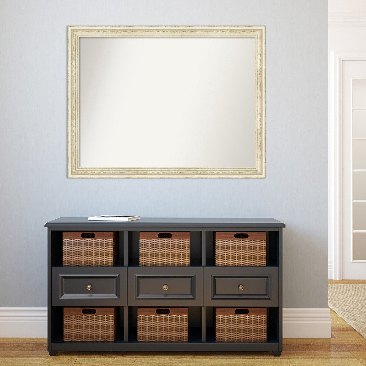 Wall Mirror Choose Your Custom Size - Large, Country Whitewash Wood