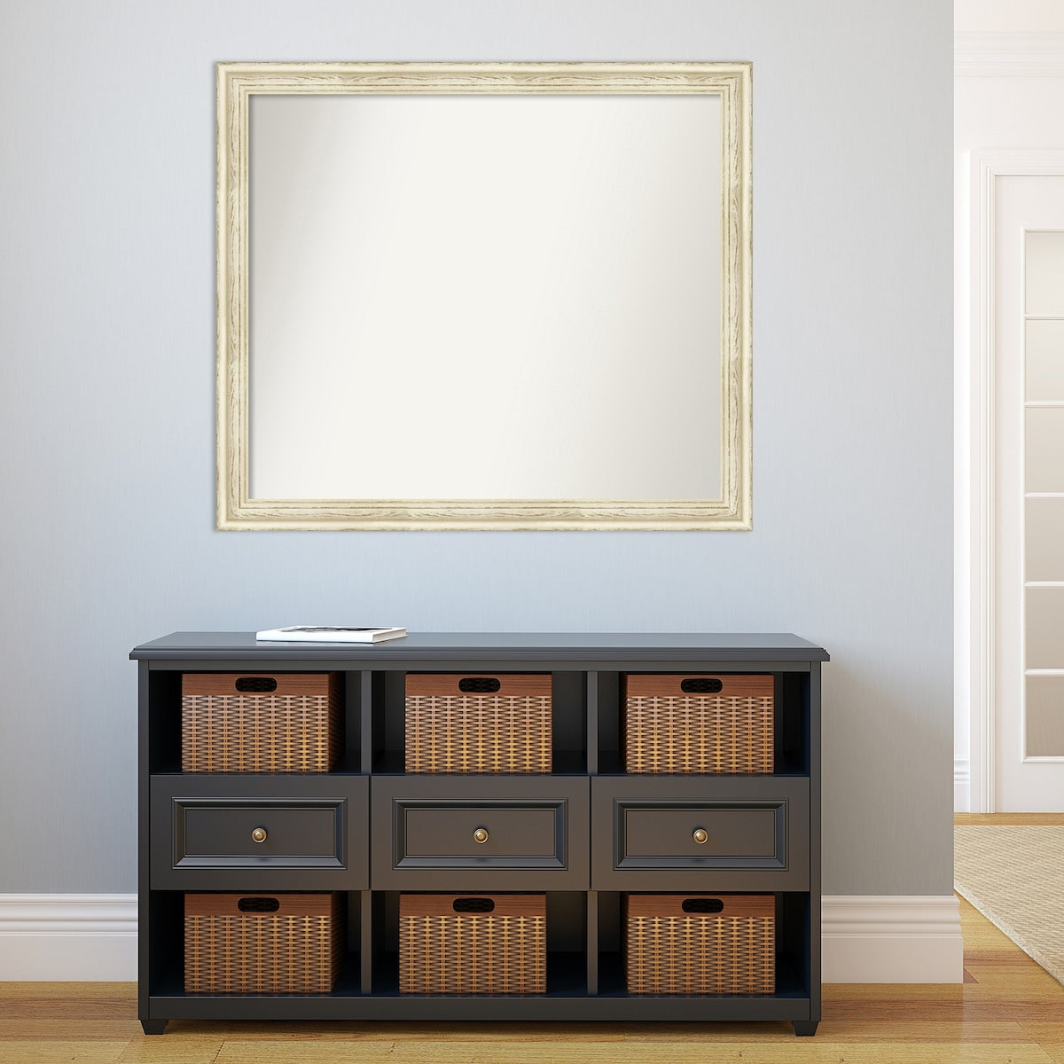 Wall Mirror Choose Your Custom Size - Large, Country Whitewash Wood