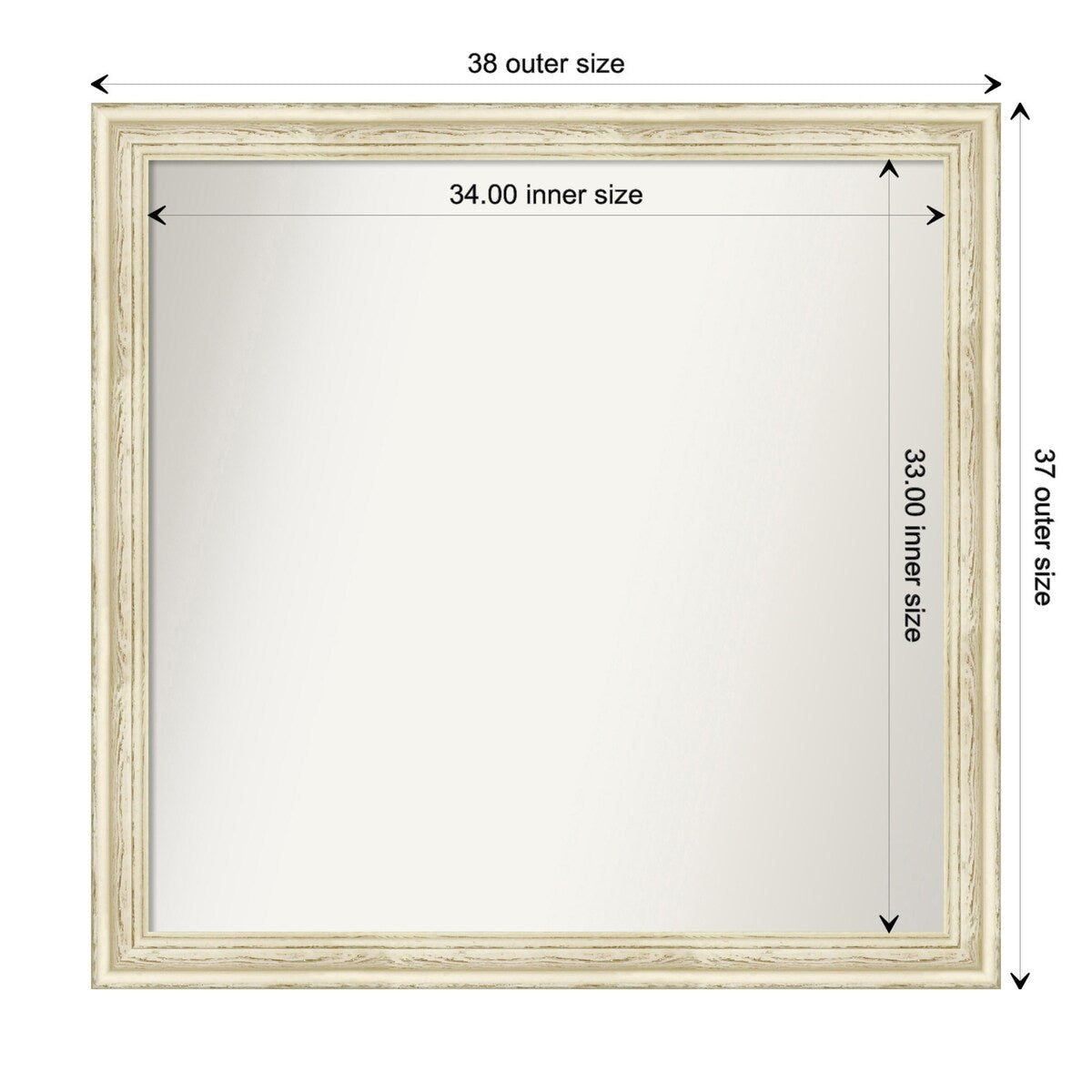 Wall Mirror Choose Your Custom Size - Large, Country Whitewash Wood