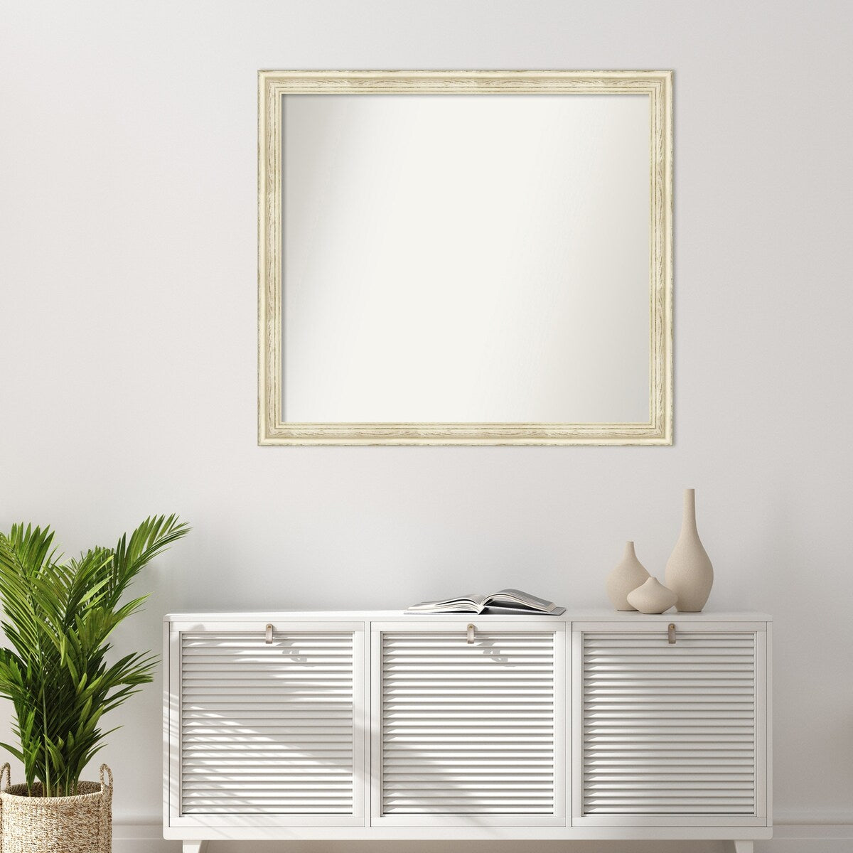 Wall Mirror Choose Your Custom Size - Large, Country Whitewash Wood