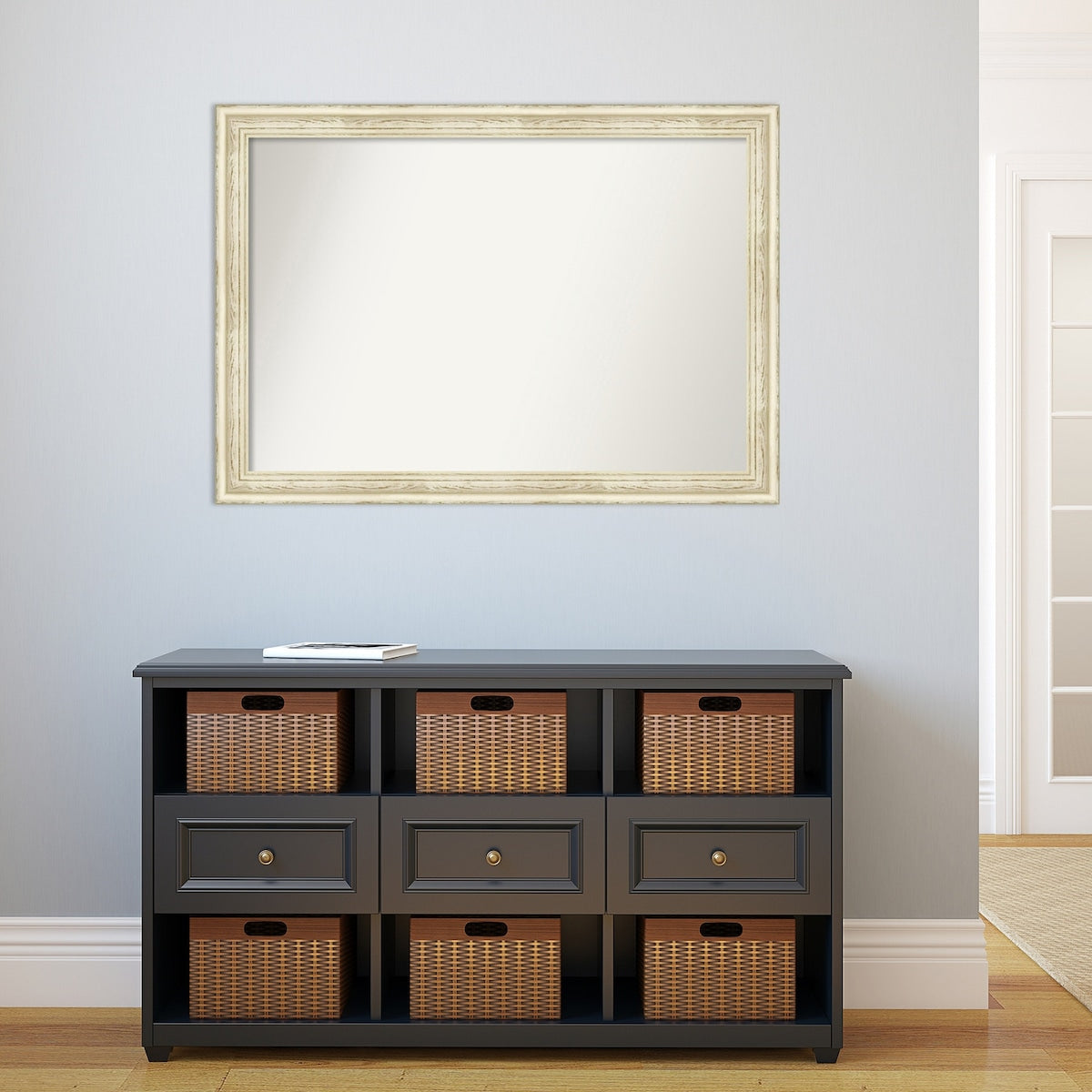 Wall Mirror Choose Your Custom Size - Large, Country Whitewash Wood