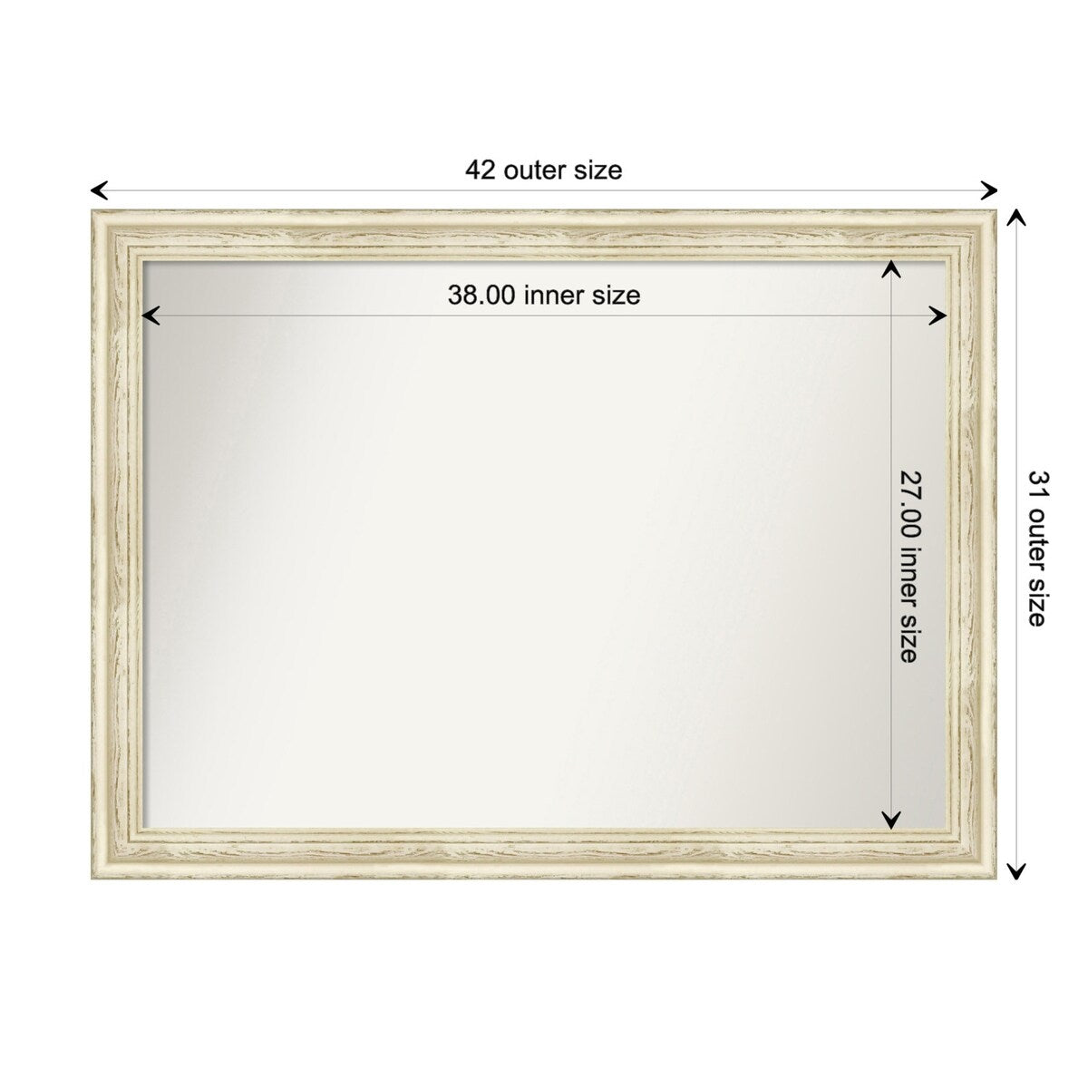 Wall Mirror Choose Your Custom Size - Large, Country Whitewash Wood
