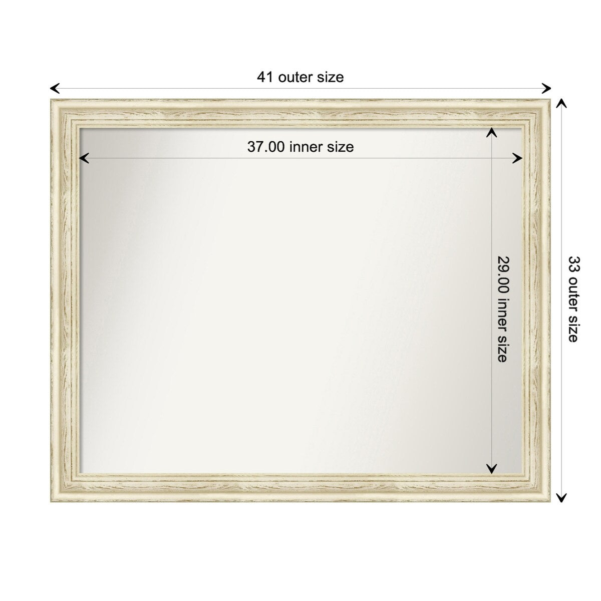 Wall Mirror Choose Your Custom Size - Large, Country Whitewash Wood