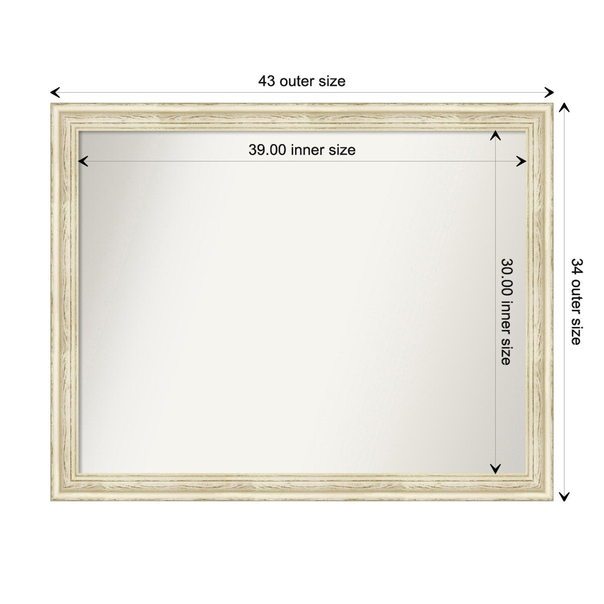 Wall Mirror Choose Your Custom Size - Large, Country Whitewash Wood