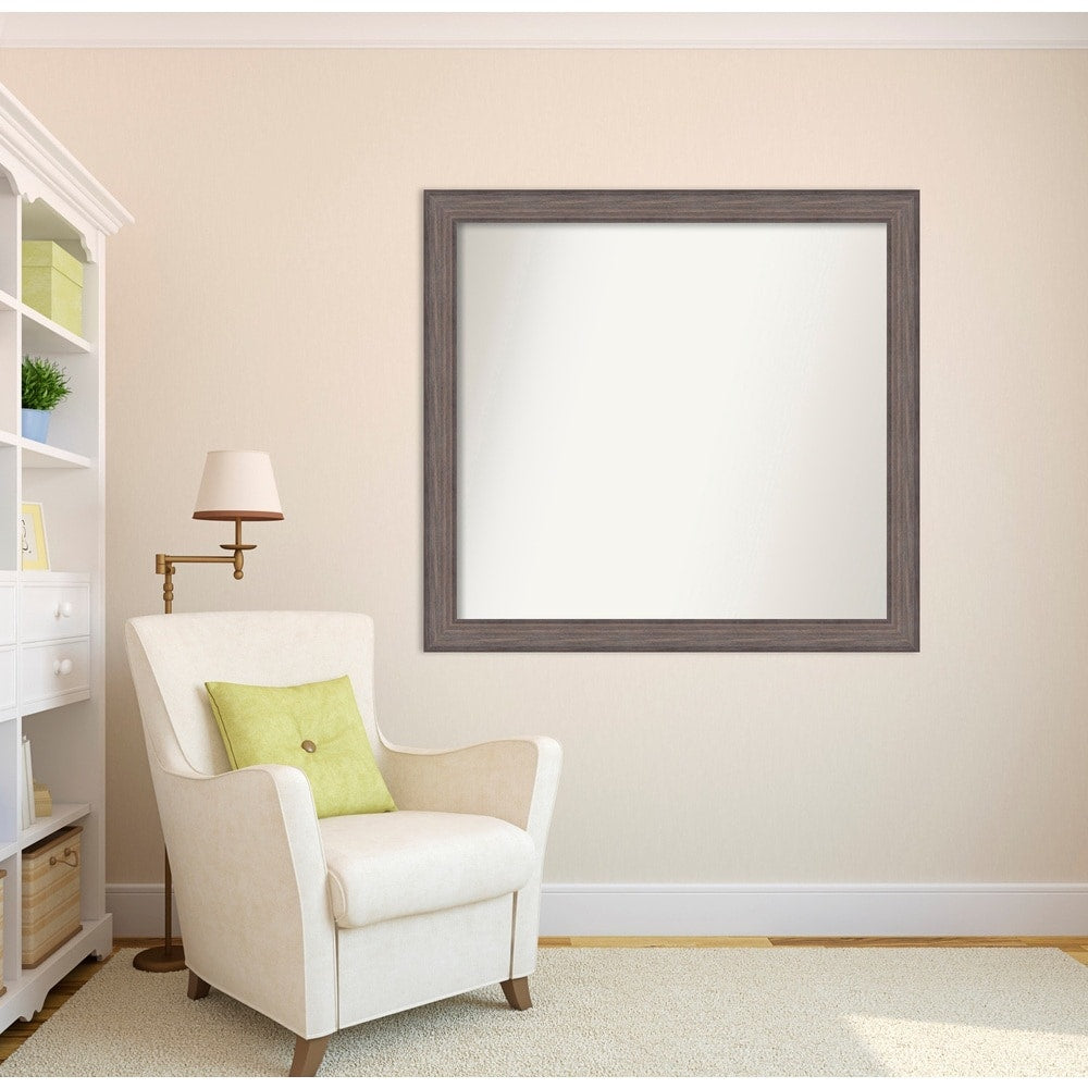 Large Non-Beveled Custom Wall Mirror - Country Barnwood Frame