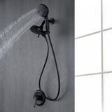 Wall Mount Shower System With Handheld Showerhead & Rain Shower Combo Set High Pressure Dual 2 in 1 Matte Black Shower Faucet