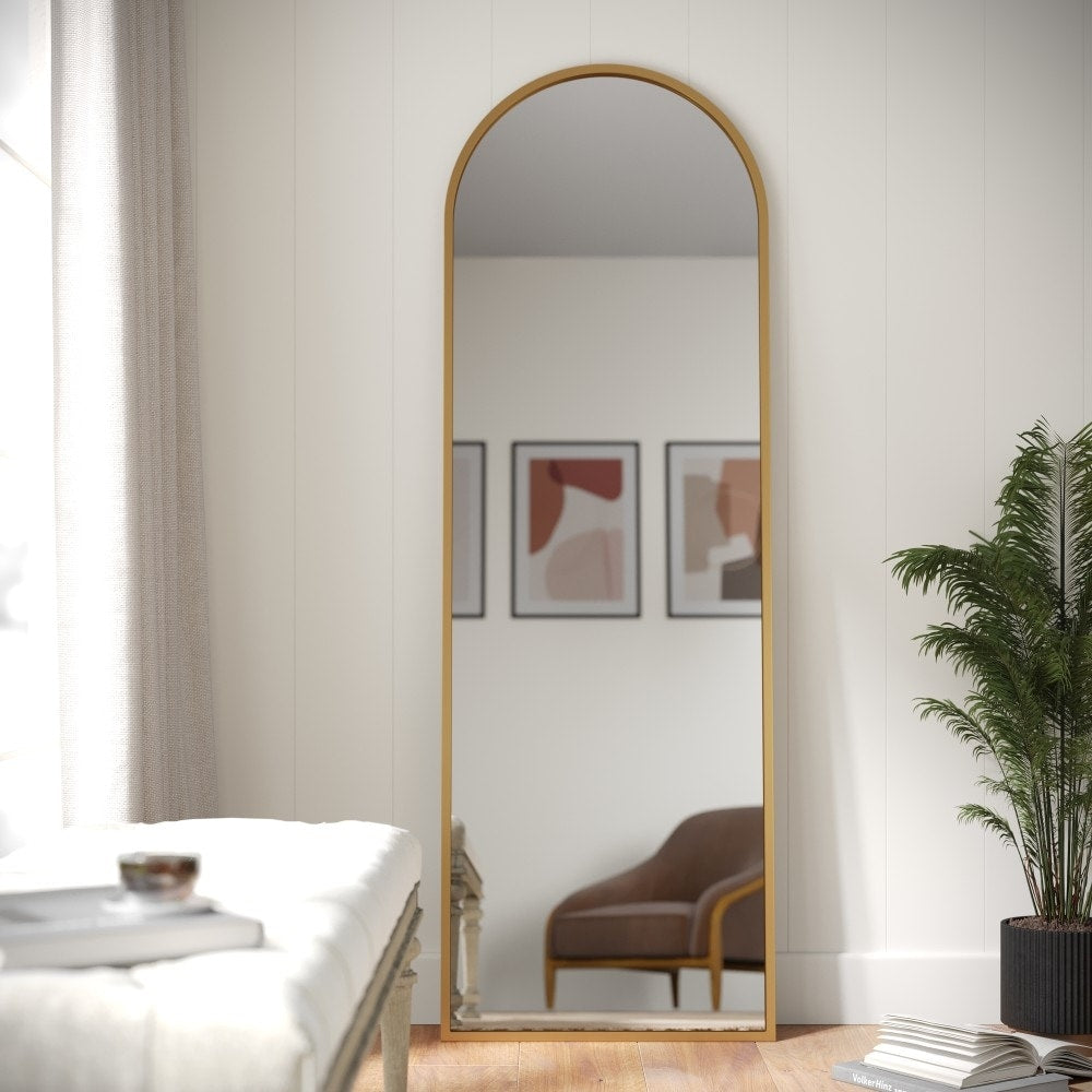 Wall Mount Arched Mirror with Slim Metal Frame