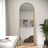 Wall Mount Arched Mirror with Slim Metal Frame