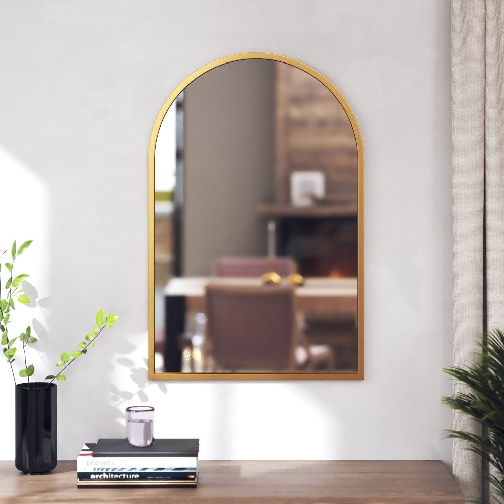 Wall Mount Arched Mirror with Slim Metal Frame