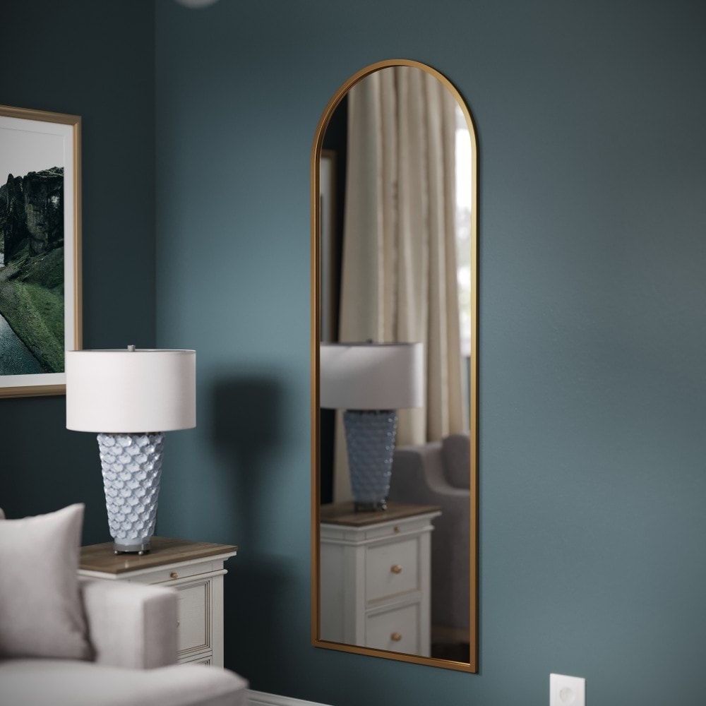 Wall Mount Arched Mirror with Slim Metal Frame