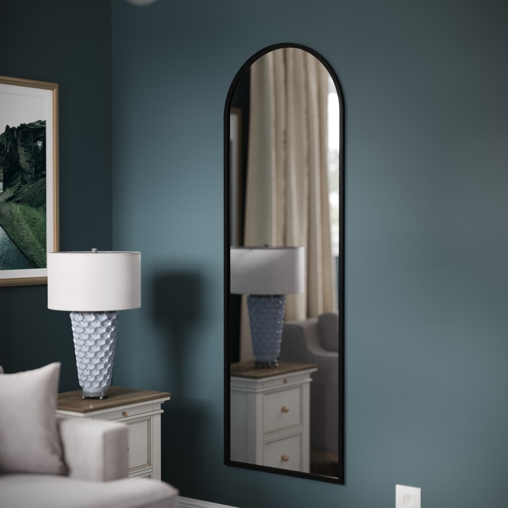 Wall Mount Arched Mirror with Slim Metal Frame