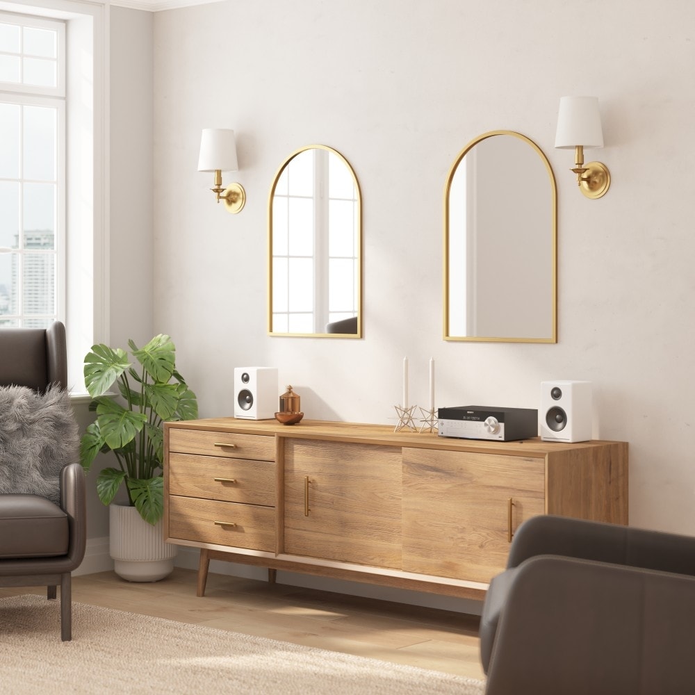 Wall Mount Arched Mirror with Slim Metal Frame