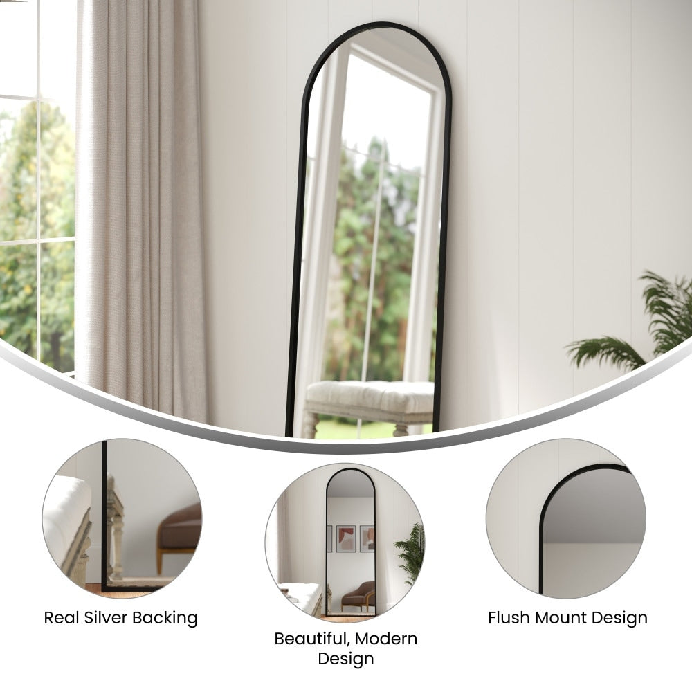 Wall Mount Arched Mirror with Slim Metal Frame
