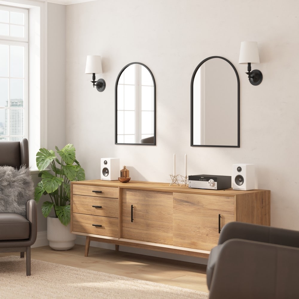 Wall Mount Arched Mirror with Slim Metal Frame