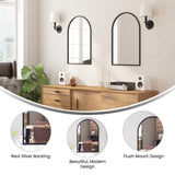 Wall Mount Arched Mirror with Slim Metal Frame