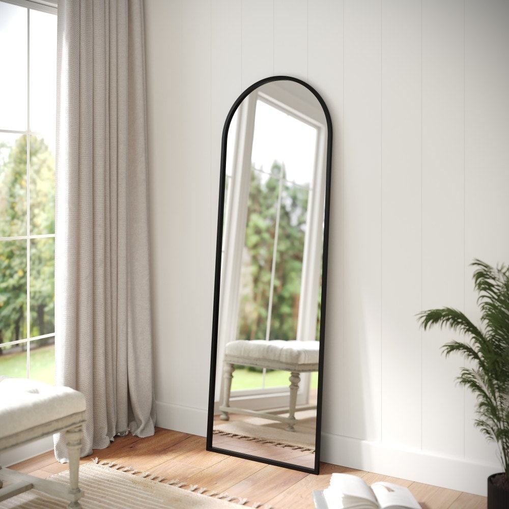 Wall Mount Arched Mirror with Slim Metal Frame