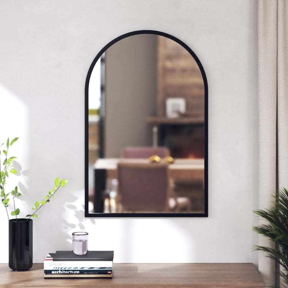 Wall Mount Arched Mirror with Slim Metal Frame