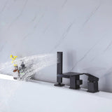 Deck Mount Tub Faucet With Handheld Shower Matte Black Bathtub Faucets 3 Holes Modern Bathroom Tub Filters With Hand Sprayer