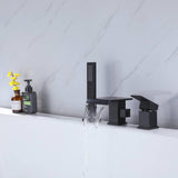 Deck Mount Tub Faucet With Handheld Shower Matte Black Bathtub Faucets 3 Holes Modern Bathroom Tub Filters With Hand Sprayer