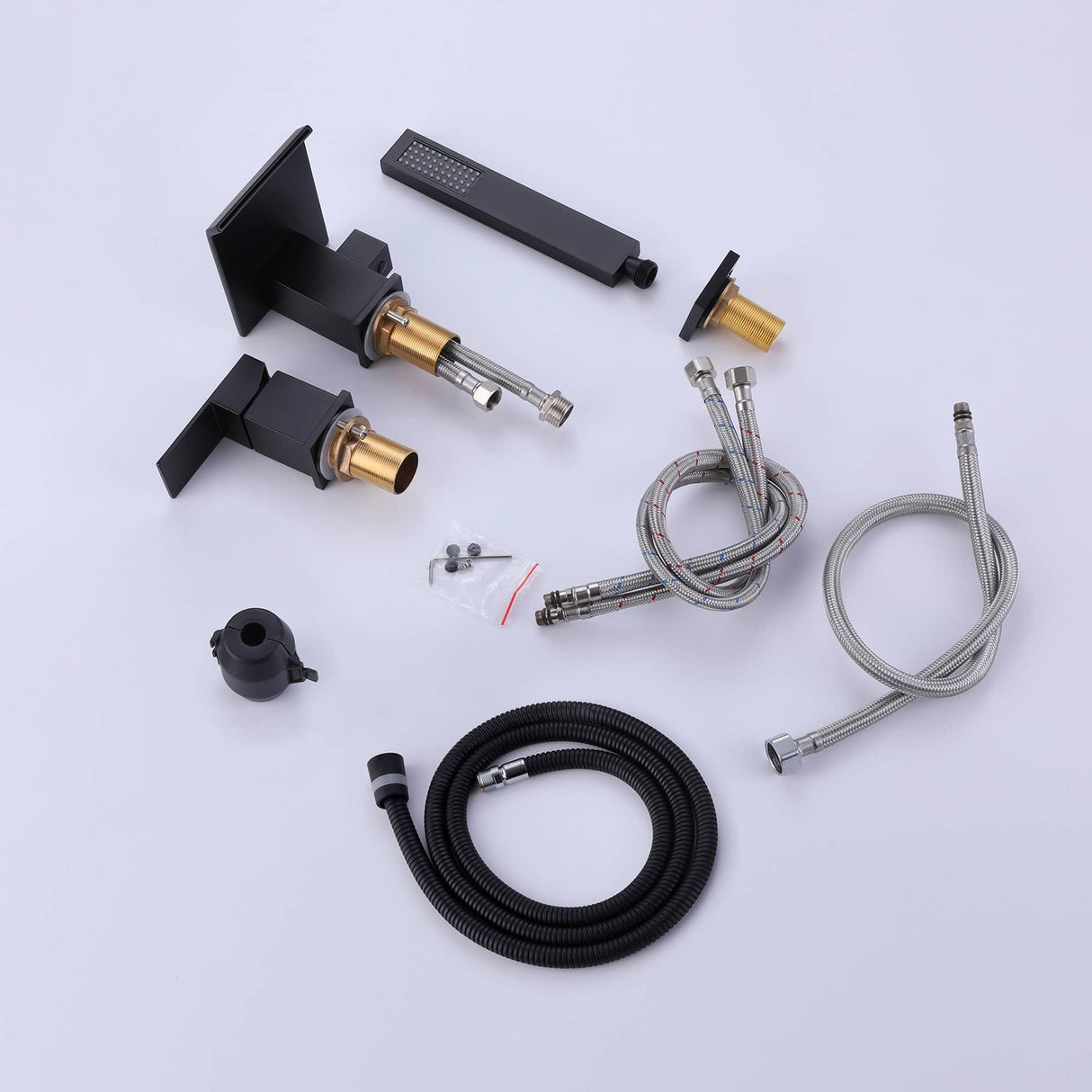 Deck Mount Tub Faucet With Handheld Shower Matte Black Bathtub Faucets 3 Holes Modern Bathroom Tub Filters With Hand Sprayer