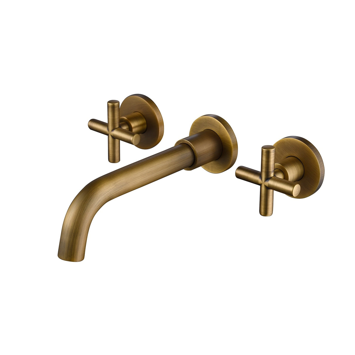 Wall Mount Bathroom Sink Faucet Double Handle Bathroom Faucet Copper Three Hole Bathroom Basin Vanity Faucet