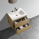 Wall-Mount Bathroom Vanity with Ceramic Sink - Three Faucet Holes